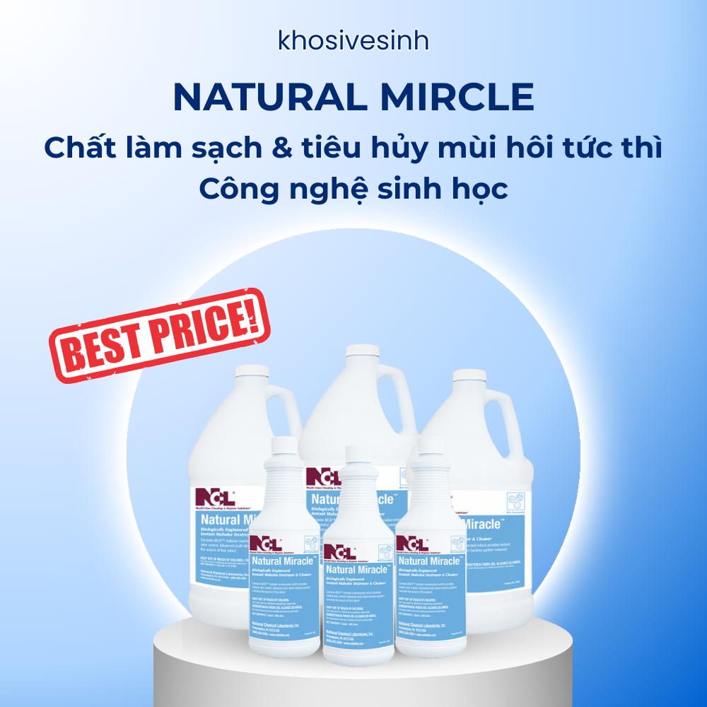 NATURAL MIRACLE - ENZYMECHẤT LÀM SẠCH VÀ KHỬ MÙI HÔI NHANH CHÓNG, CHAI 1 QUART