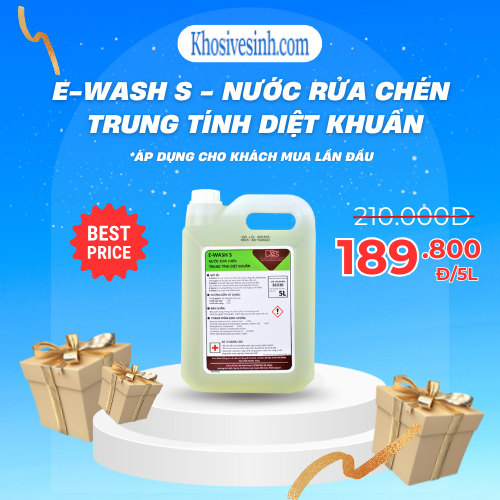 E-WASH S - NƯỚC RỬA CHÉN TRUNG TÍNH DIỆT KHUẨN 5 LÍT