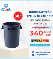 Thùng Rác Tròn 121L, Màu Xám 1013
