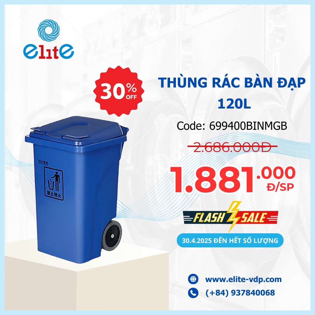 Thùng Rác Bàn Đạp 120 Lít