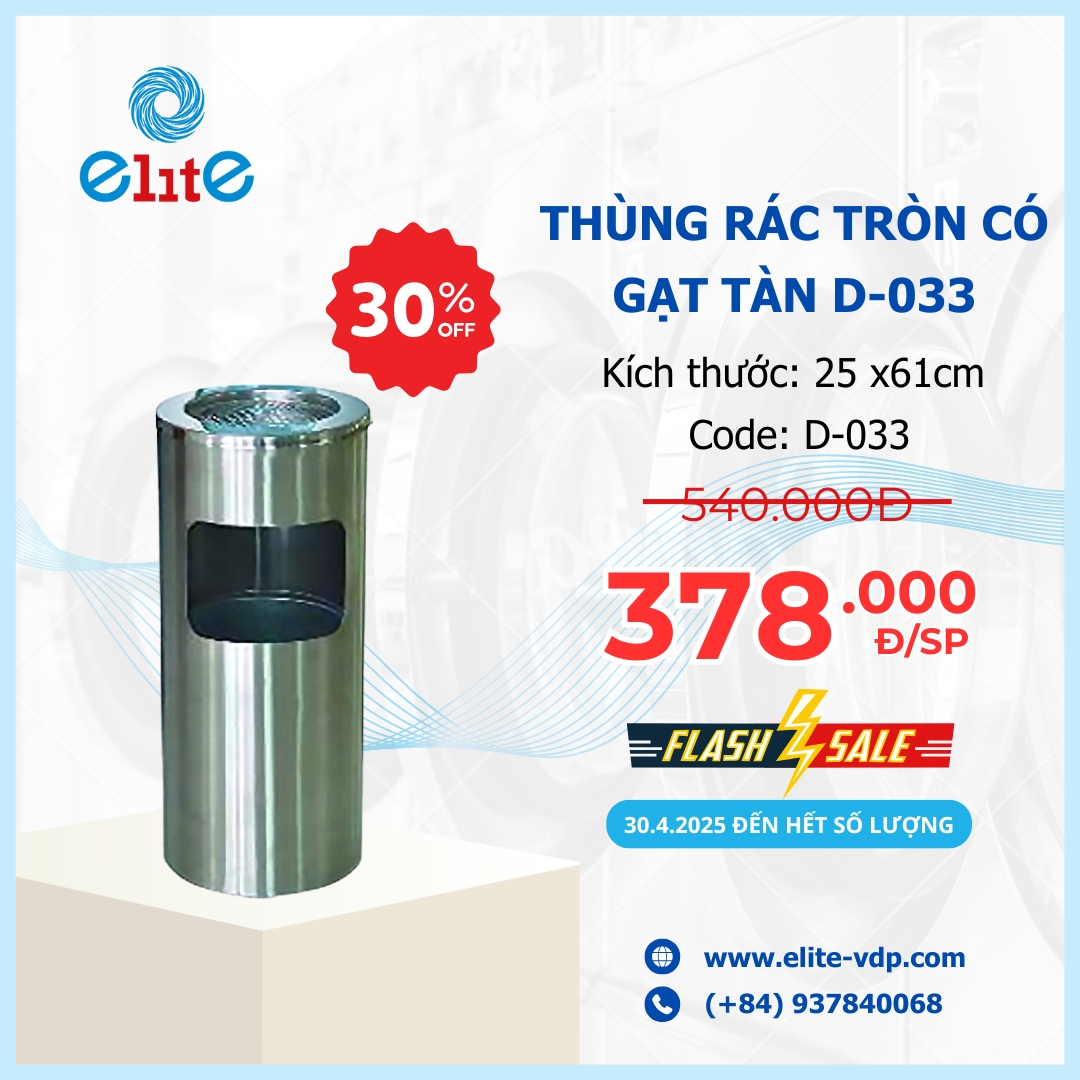 Thùng Rác Tròn Có Gạt Tàn D-033