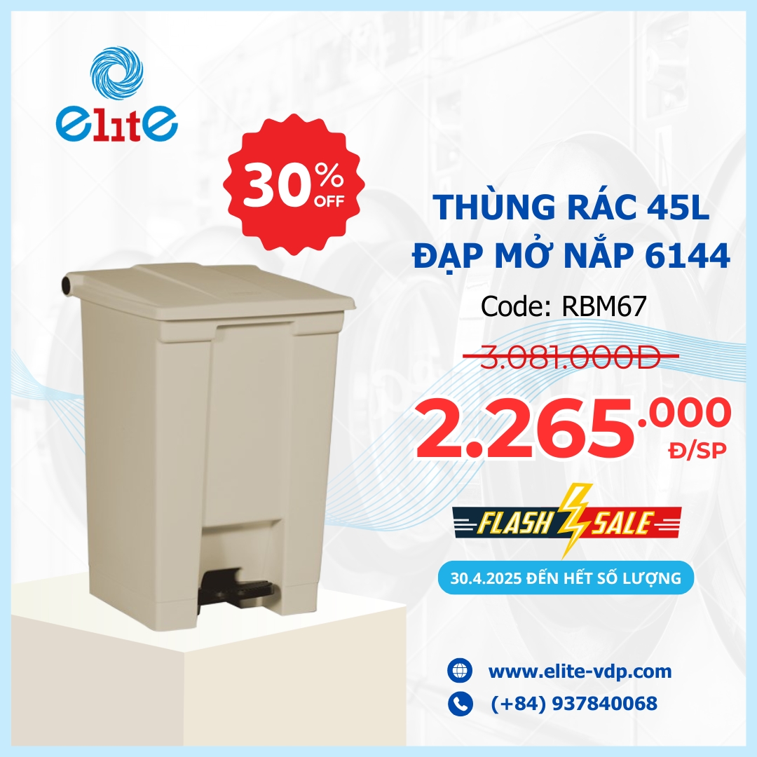 Thùng Rác 45 Lít, Đạp Mở Nắp 6144