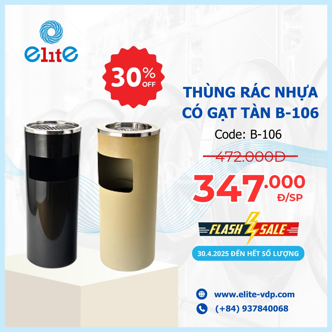 Thùng Rác Nhựa Có Gạt Tàn B-106
