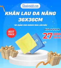 KHĂN LAU CAO CẤP TỪ SỢI MICROFIBER MÀU XANH VÀNG 36x36CM