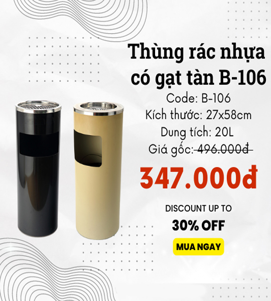 THÙNG RÁC NHỰA CÓ GẠT TÀN B-106 20 LÍT