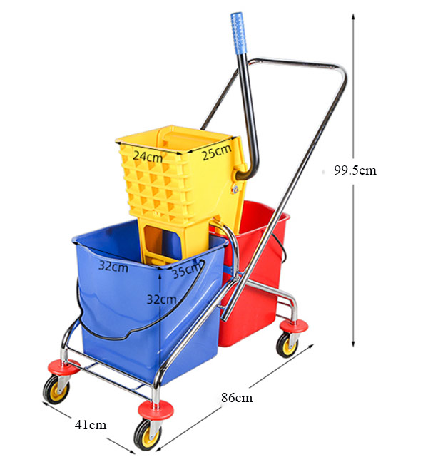 Xe ép nước lau sàn 2 xô khung thép 46L