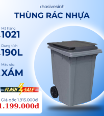 Thùng rác nhựa TRUST 190L màu xám - Mã 1021