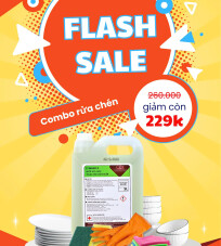 COMBO RỬA CHÉN: Nước rửa chén 5L, Miếng bọt biển, khăn lau, găng tay